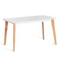 Стол обеденный Claire дерево гевея, 43х49х94см, Ivory white, ткань песочная (Jaffy 104-58)