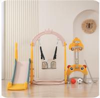 Горка с качелями и баскетбольной стойкой UNIX Kids Funny Car (160 cm) Yellow