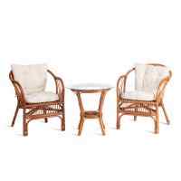 ТЕРРАСНЫЙ КОМПЛЕКТ , NEW BOGOTA , (2 кресла + стол) /с подушками/ ротанг, кресло 61х67х78,5 см, диаметр стола 50см, coco brown (коричневый кокос)