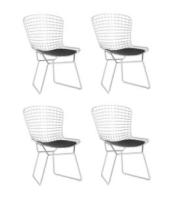 Стул обеденный Bertoia хромированный с черной подушкой 4 шт