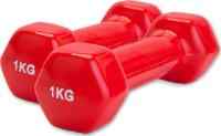 Набор гантелей обрезиненных по 1 кг, красные, 2 шт