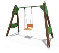Качели деревянные полянка одинарные (сиденье со спинкой) ИО 01166