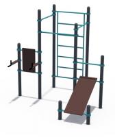 Воркаут (гимнастическая стенка со скамьей для пресса и брусьями (ГТО 108 мм) СОВ 01204