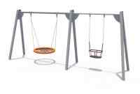 Качели (на металлических стойках с сиденьем люлька и сиденьем Гнездо) ИО 01037