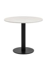 Стол круглый Фризбин D90, столешница МДФ ледяной камень, основание металл черный