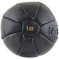 Медбол FS, нат. кожа, наполнитель резиновая крошка, машинная сшивка, черный