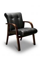 Стул для посетителей PARIS D LX, орех темный, кожа черная