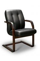 Кресло конференц FORUM C LX, орех темный, кожа черная