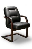 Кресло конференц VICTORIA C LX, орех темный, кожа черная