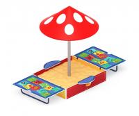 Песочница с крышкой средняя и навесом Грибок (Арифметика) - ИО 5.01.10-07