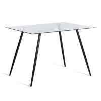 Стол SOPHIA (mod. 5003) металл/стекло (8мм), 110 х 80 х 75 см, черный / прозрачный