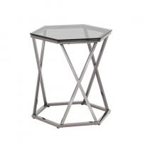 Журнальный столик Круз 48*42 стекло smoke сталь темный хром