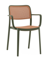 Стул Yona пластиковый с подлокотниками зелёный