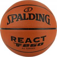 Мяч баск. SPALDING TF-250 React 76-801z, р.7, композит. кожа (ПУ), коричн-черн.