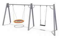 Качели (на металлических стойках с прорезиненным сиденьем и сиденьем Гнездо) ИО 01033