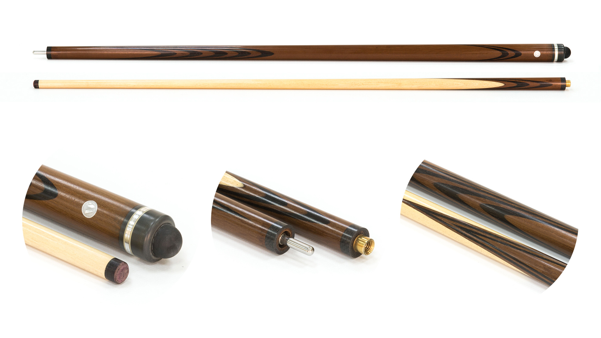 Кий / пирамида 2-pc "Классика" (термограб, коричневый, черный) 13 запилов