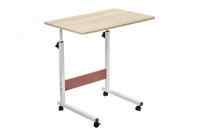 Стол многофункциональный на колесах, 60x40 см, «РОЛЛ», 2 ножки, регул.высота, мдф, металл, св. дерево, белый