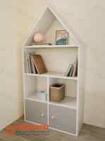 Стеллаж с распашными дверцами и открытыми полками Мятная сказка (серый)