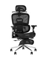 Кресло офисное TopChairs Stich с оттоманкой, черный