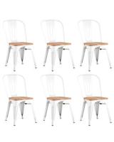 Стул TOLIX белый глянцевый + светлое дерево 6 шт.