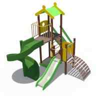 Детский игровой комплекс с винтовым скатом Н-2000 и металлическим скатом Н-1200 ДИО 04110