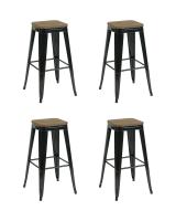 Стул барный TOLIX черный глянцевый + темное дерево KD 4 шт.