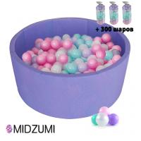 Детский сухой бассейн Midzumi Baby Beach (Сиреневый + 300 шаров розовый/мятный/жемчужный/сиреневый)