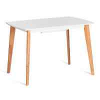 Стол обеденный раскладной Claire дерево гевея, 47х55,5х107 см, Ivory white, ткань коричневая S168-7