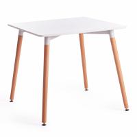 Стол JOHN (mod. T1003) МДФ/дерево, 80 х 80 х 75 см , White (Белый) / Natural (натуральный)