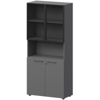 Шкаф высокий полузакрытый с стеклом в алюминиевой раме СМШ58.28F.28RS(Ч) Графит F0000038109