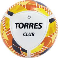 Мяч футбольный TORRES Club арт.F320035, р.5, 10 панели. PU, гибрид. сшив, беж-оранж-сер