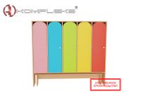 Шкаф для детской одежды 5-ти секционный с лавочкой «AVKompleks Радуга 3»