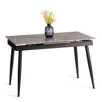 Стол обеденный Balmoral/Балморал столешница керамика (глянцевая) / опоры металл, серый/чёрный, (120+40)x80x75(+1) см