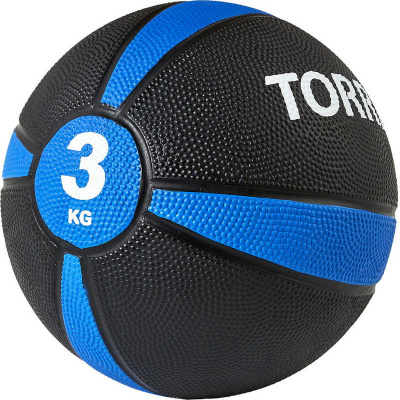 Медбол TORRES 3 кг, арт.AL00223, резина, диаметр 21,9 см, черно-сине-белый