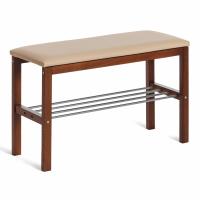 Обувница BERYL дерево / экокожа, 67*31*49 см, темный орех/бежевый