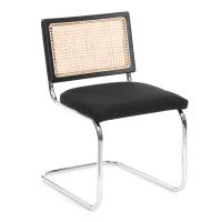 Стул MANI дерево вяз, ротанг/ткань лен, металлический каркас, черный, 46х46х78 см