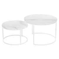 Набор кофейных столиков Tango белый мрамор с белыми ножками, 2шт