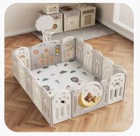 Манеж UNIX Kids DeLuxe Grey, с баскетбольным кольцом и ковриком, из безопасных материалов