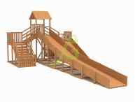 Зимняя деревянная горка "IgraGrad Snow Fox 12 м" с двумя скатами (две лестницы) 