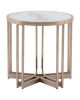 Журнальный столик Алиада 55х55 см светлая керамика сталь шампань