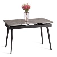 Стол обеденный Lord Grey/Лорд Грей столешница керамика (глянцевая) / опоры металл, серый/чёрный, (120+30+30)x80x75(+1) см