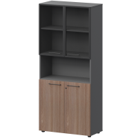 Шкаф высокий полузакрытый с стеклом в алюминиевой раме СМШ58.28F.28RS(Ч) Темный шимо/Графит F0000038165