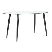 Стол KASSEL (mod. DT333) металл, закаленное стекло (10 мм), 150х90х75см, черный