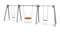 Качели (на металлических стойках с прорез.сиденьями и сиденьем Гнездо) ИО 01035