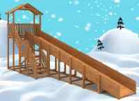 Зимняя деревянная горка "IgraGrad Snow Fox (Домик)", скат 10 м