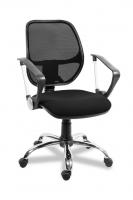 Кресло для персонала Марс РС 900 Хром комфорт, сетка черный, ткань черный В-14