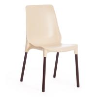 Стул GENIUS (mod 75) / 2 шт. в упаковке металл/пластик, 46x56x84cм, бежевый/коричневые ножки