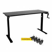 Стол с регулировкой высоты механический LuxAlto LA-T33-M1 черный/черный ЛДСП 140*70*2.5, с колесами