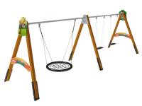 ИО 01-009-3.006 (Лесная сказка) Качели деревянные тройные Гнездо + +