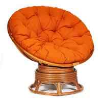 Кресло-качалка PAPASAN/ПАПАСАН w 23/01 B /с подушкой/ 115х78х104 см, Cognac (коньяк), ткань Оранжевый, С 23